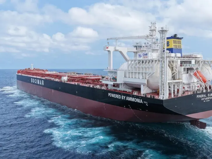 CMB.Tech stuurt eerste ammoniak-bulkschip op maidentrip naar Australië