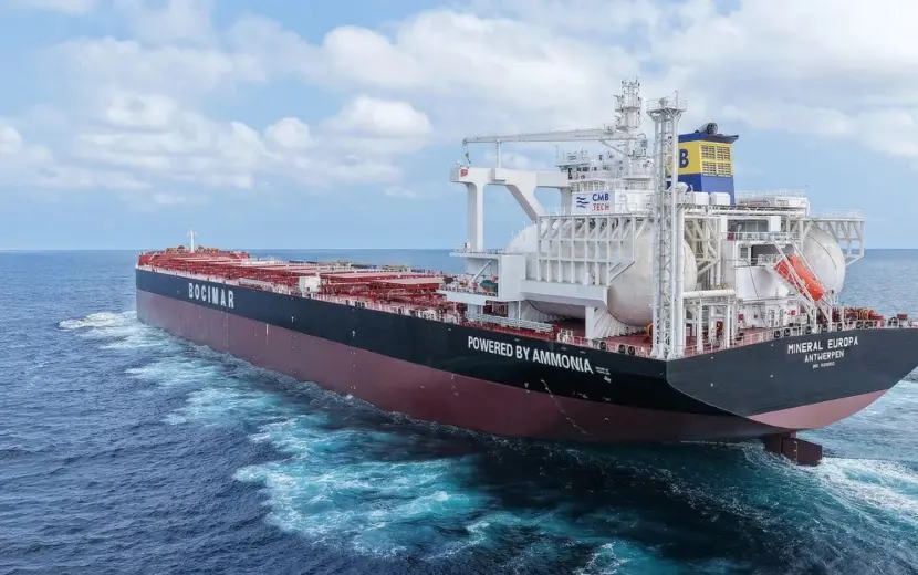 CMB.Tech stuurt eerste ammoniak-bulkschip op maidentrip naar Australië