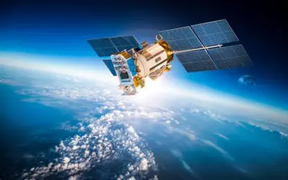 Space,Satellite,Orbiting,The,Earth.,Elements,Of,This,Image,Furnished