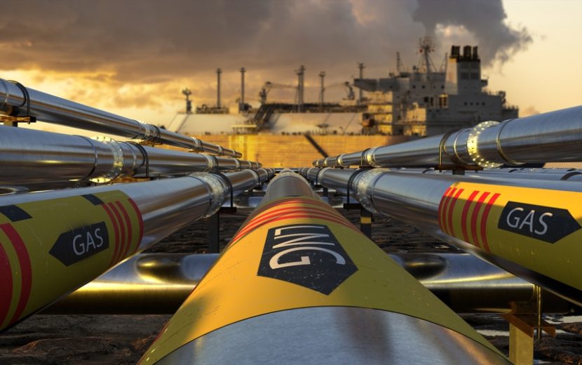 Pipelines,Leading,The,Lng,Terminal,And,The,Lng,-3d,Illustration.