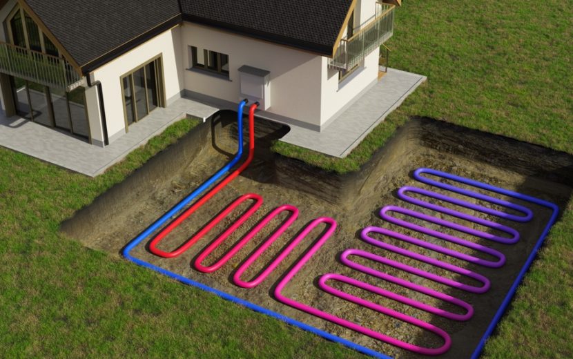 Horizontal,Ground,Source,Heat,Pump,System,For,Heating,Home,With